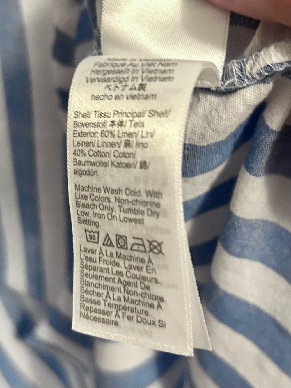 J.Crew Linen Cotton Sleeveless Popover Shirt in light blue stripe size L - Picture 5 of 5